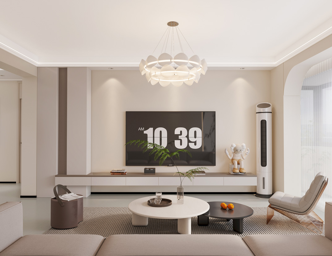 華達公寓150㎡四室兩廳客廳電視現代簡約風格裝修案例效果圖-詳細.jpg