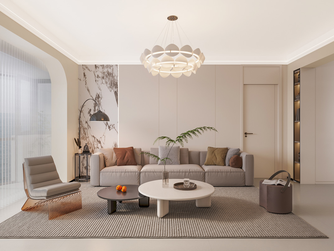 華達公寓150㎡四室兩廳客廳沙發現代簡約風格裝修案例效果圖-詳細.jpg