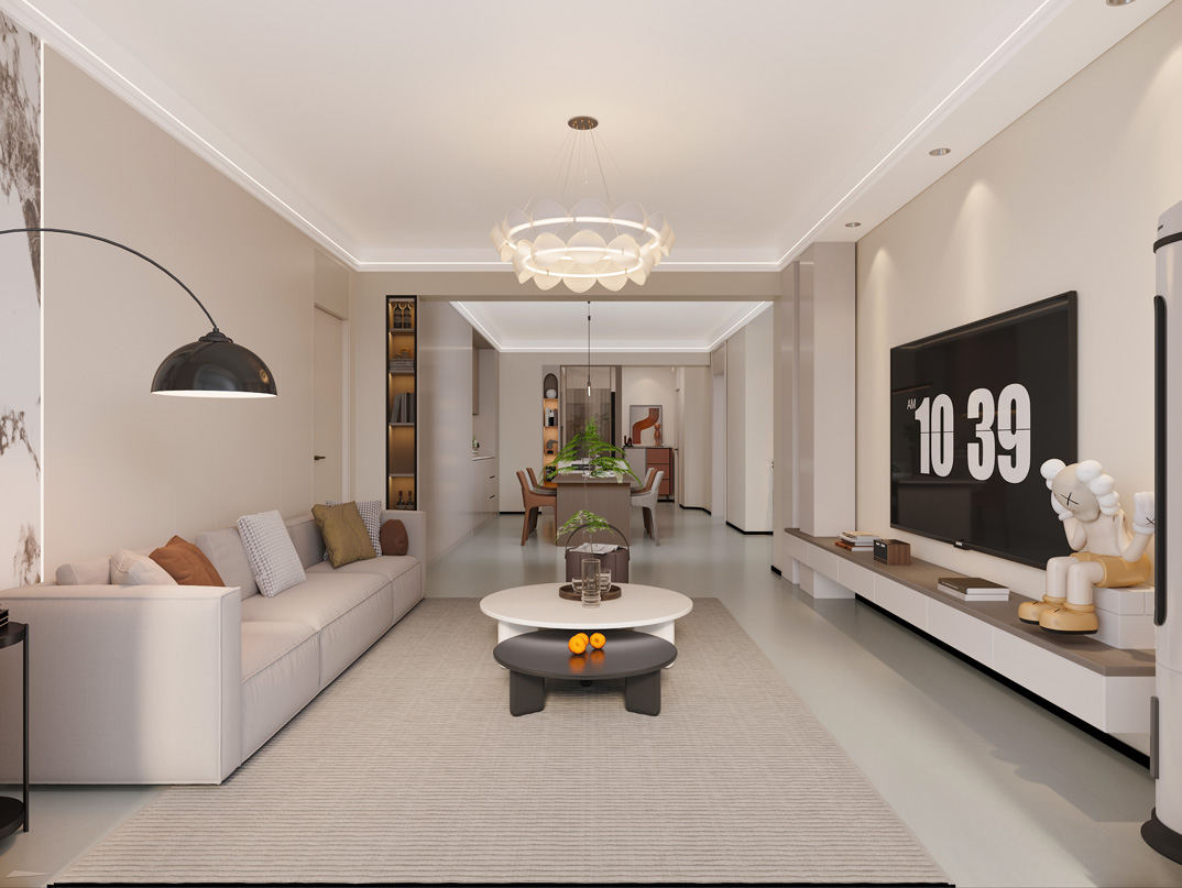 華達公寓150㎡四室兩廳客廳現代簡約風格裝修案例效果圖-詳細.jpg